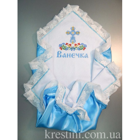 Крижмо для хрещення з волошками Крижмо для хрещення з волошками
